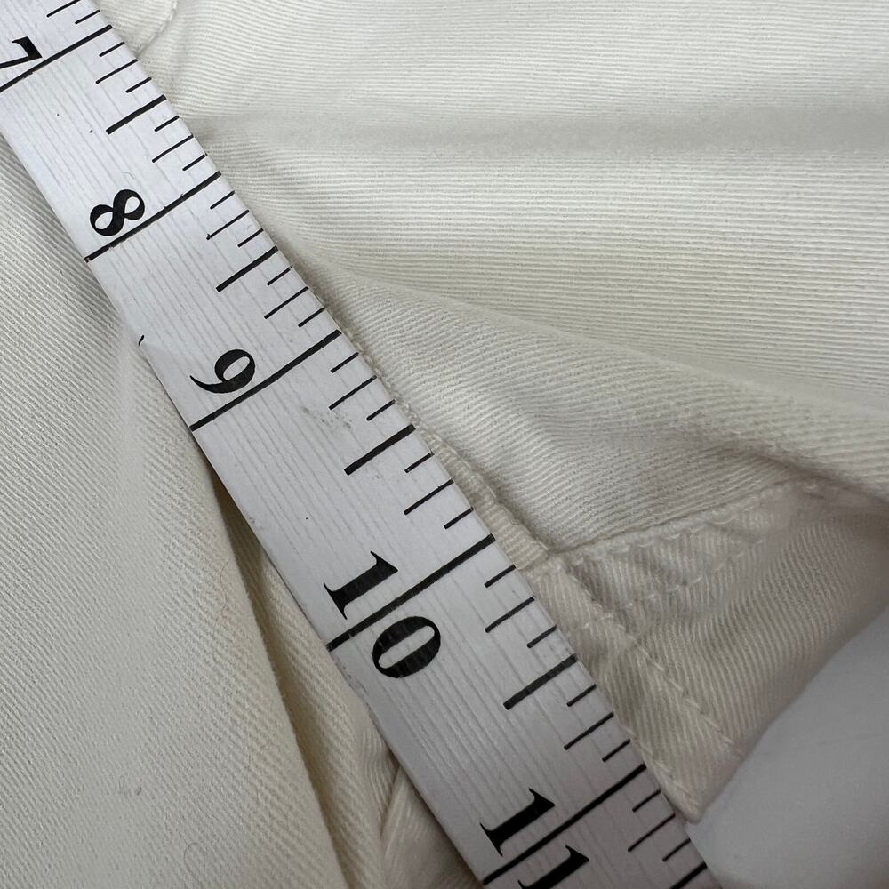 Nili Lotan Jenna Cropped Raw-Edge Pants Women 12 Eggshell Cotton Twill Cream USA - Picture 10 of 11